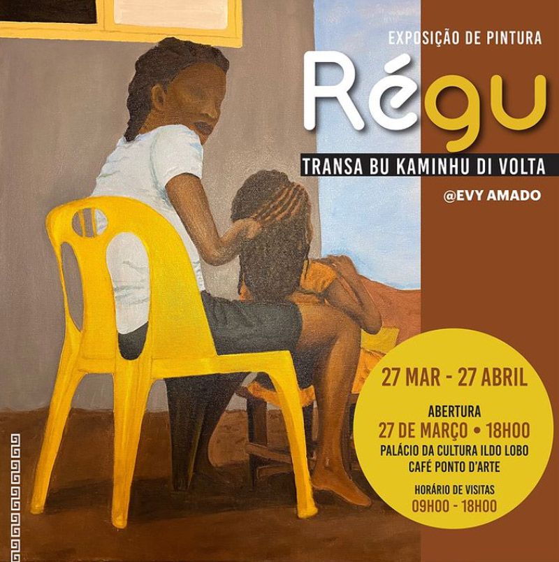 ExposiÃ§Ã£o de pintura Â«RÃ©gu - transa bu kaminhu di voltÂ» de Evy Amado, no Palacio da Cultura Ildo Lobo