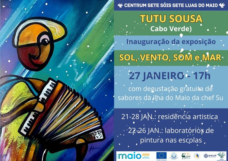 ExposiÃ§Ã£o de pintura Â«Sol, Vento, Som e MarÂ» de Tutu Sousa, no Centrum Sete SÃ³is Sete Luas