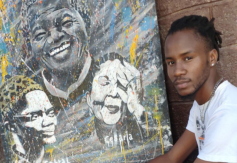 Exposição de pintura "Monográfica" do artista plástico de nacionalidade senegalesa e de origem cabo-verdiana, Charles Art, no Palácio da Cultura Ildo Lobo